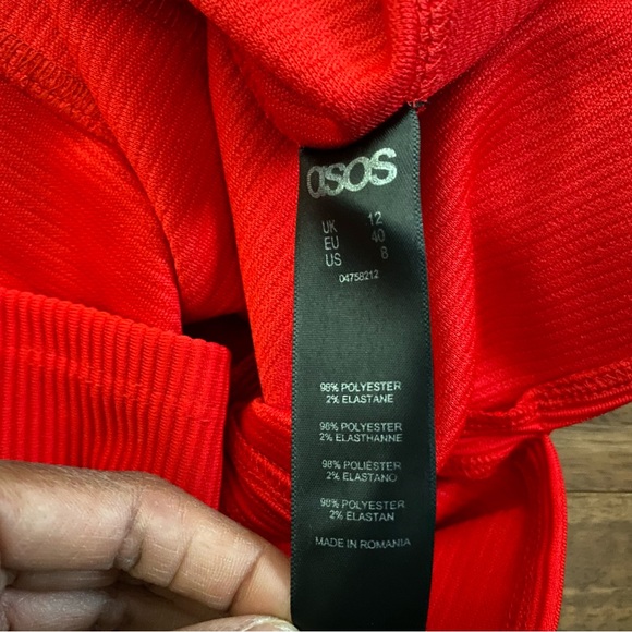 ASOS Red Seamed Structure Rib Bodycon Dress 6 - Picture 11 of 11